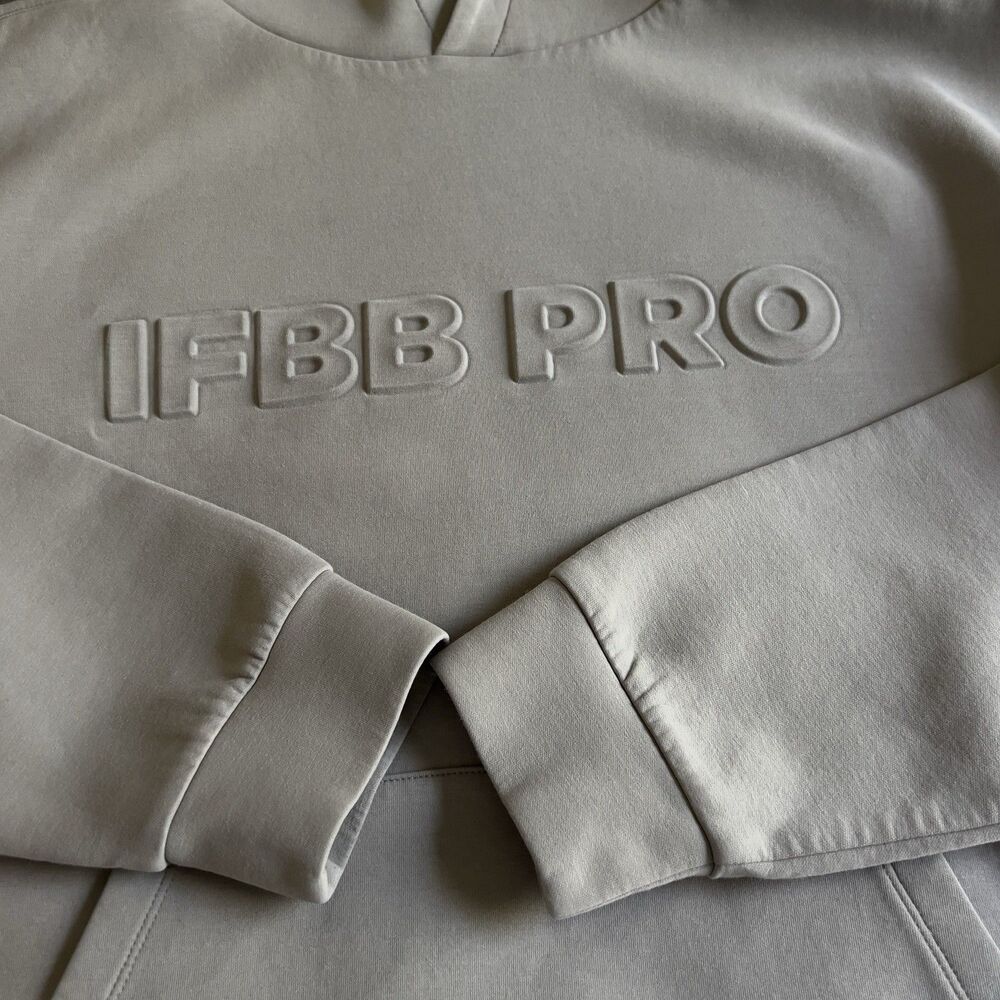 IFBB Pro Apparel Official Hoodie Men's Size M Gray Embossed Logo